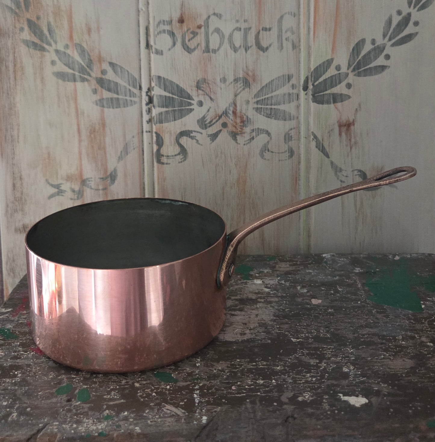 Genuine Vintage Stamped French Copper Saucepan (Small)