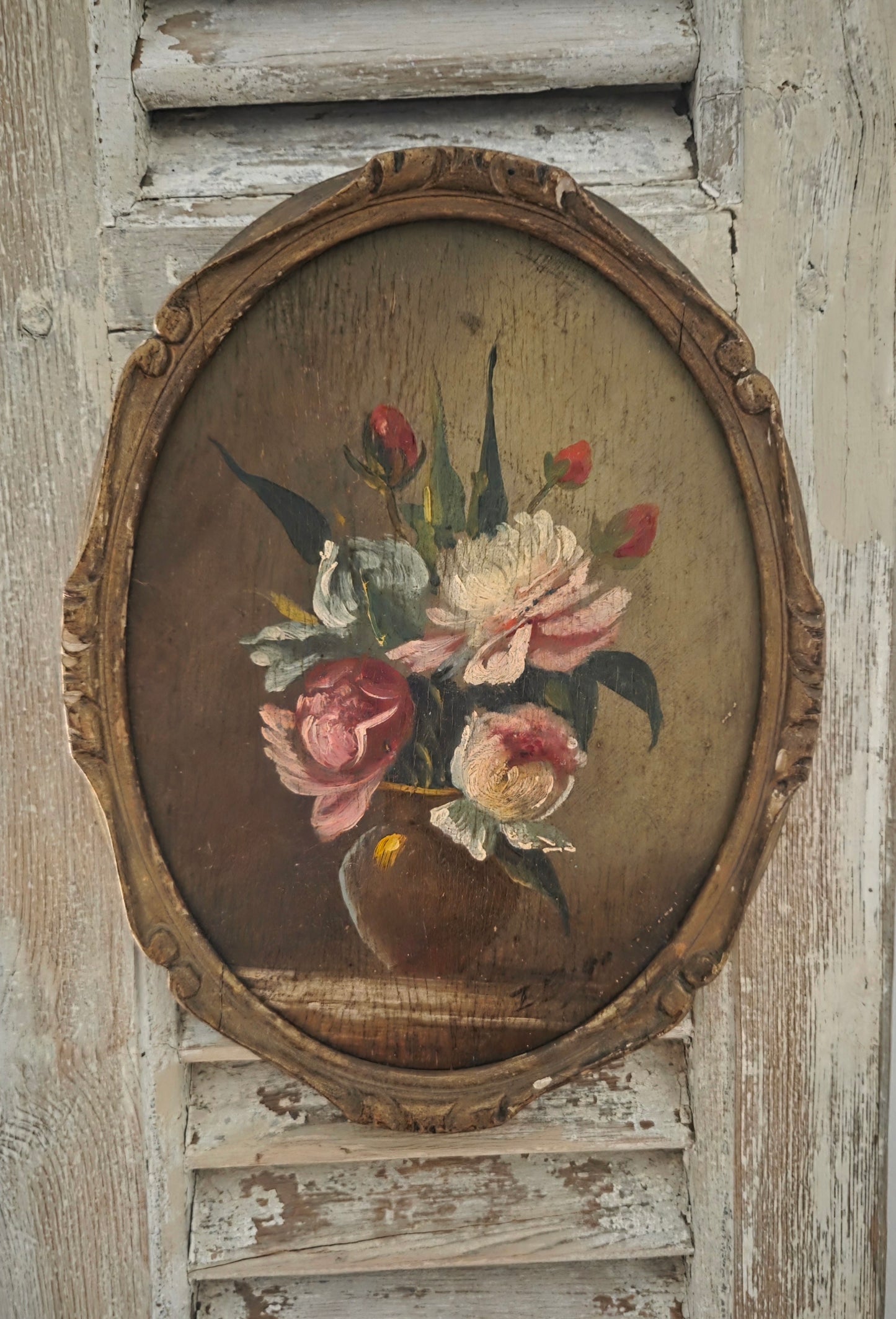 Antique Floral Still Life Oil Painting