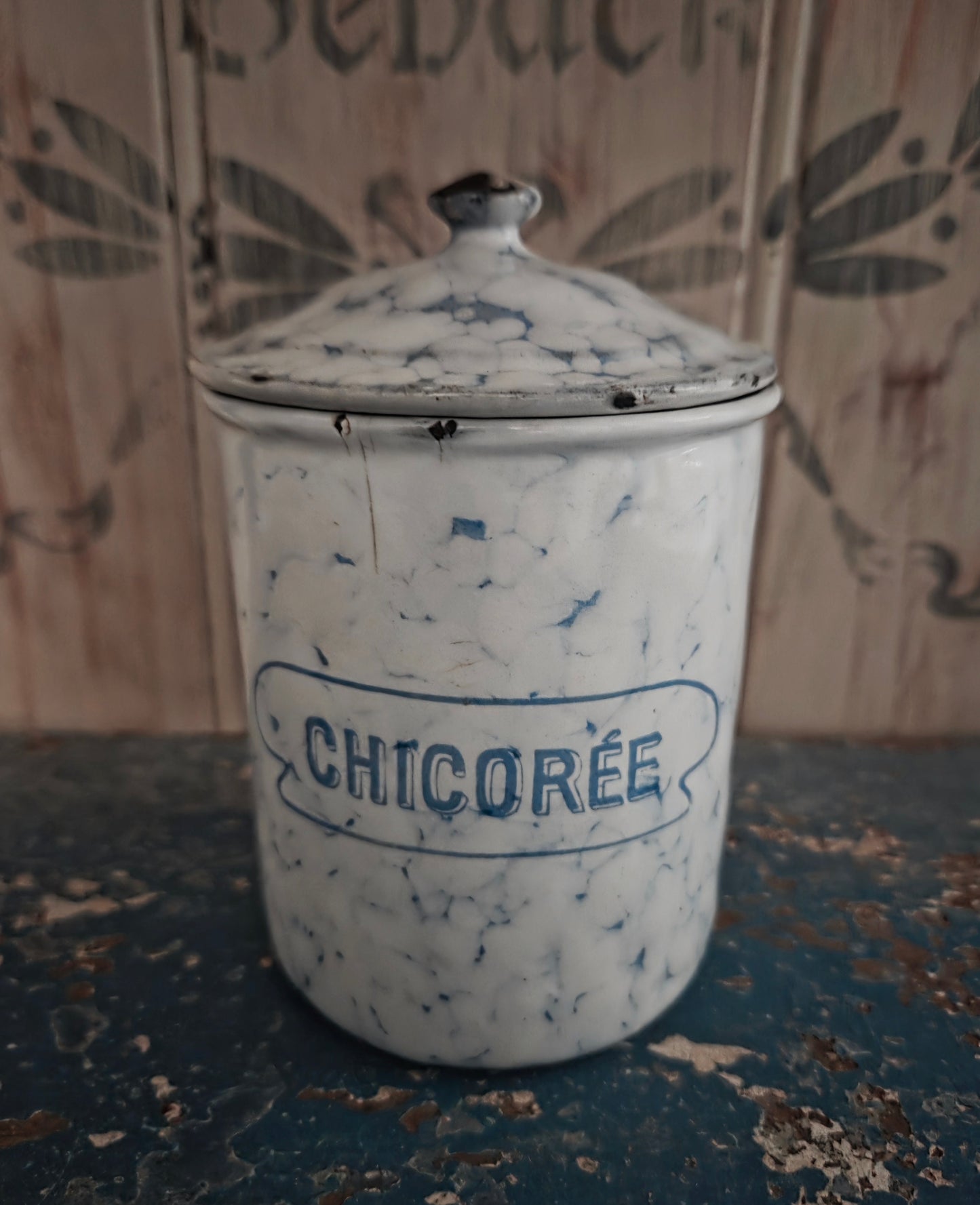 Antique French Graniteware Kitchen Canister Set
