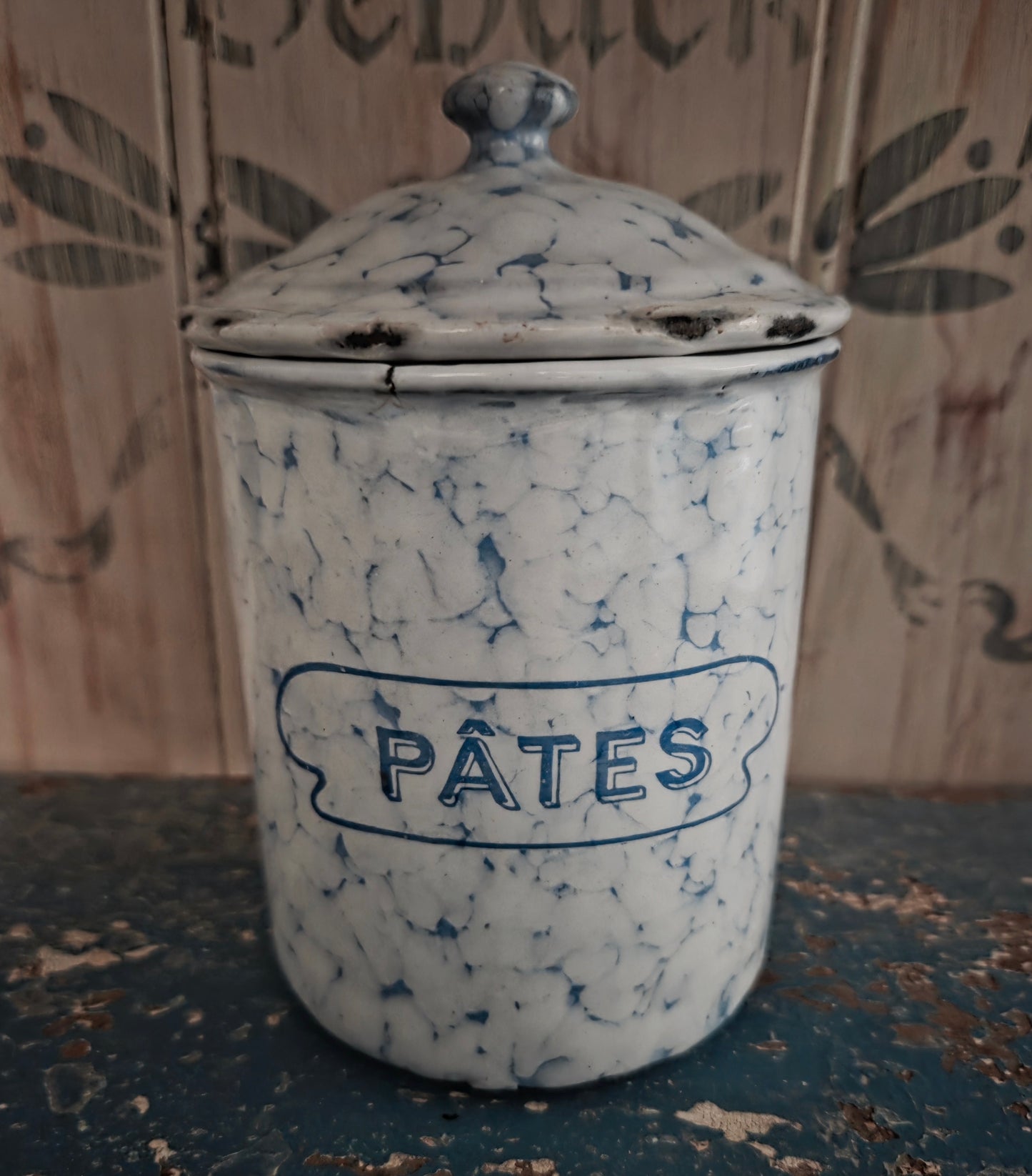 Antique French Graniteware Kitchen Canister Set