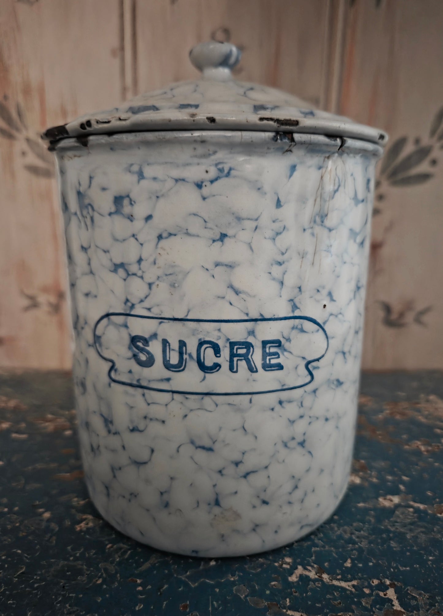 Antique French Graniteware Kitchen Canister Set
