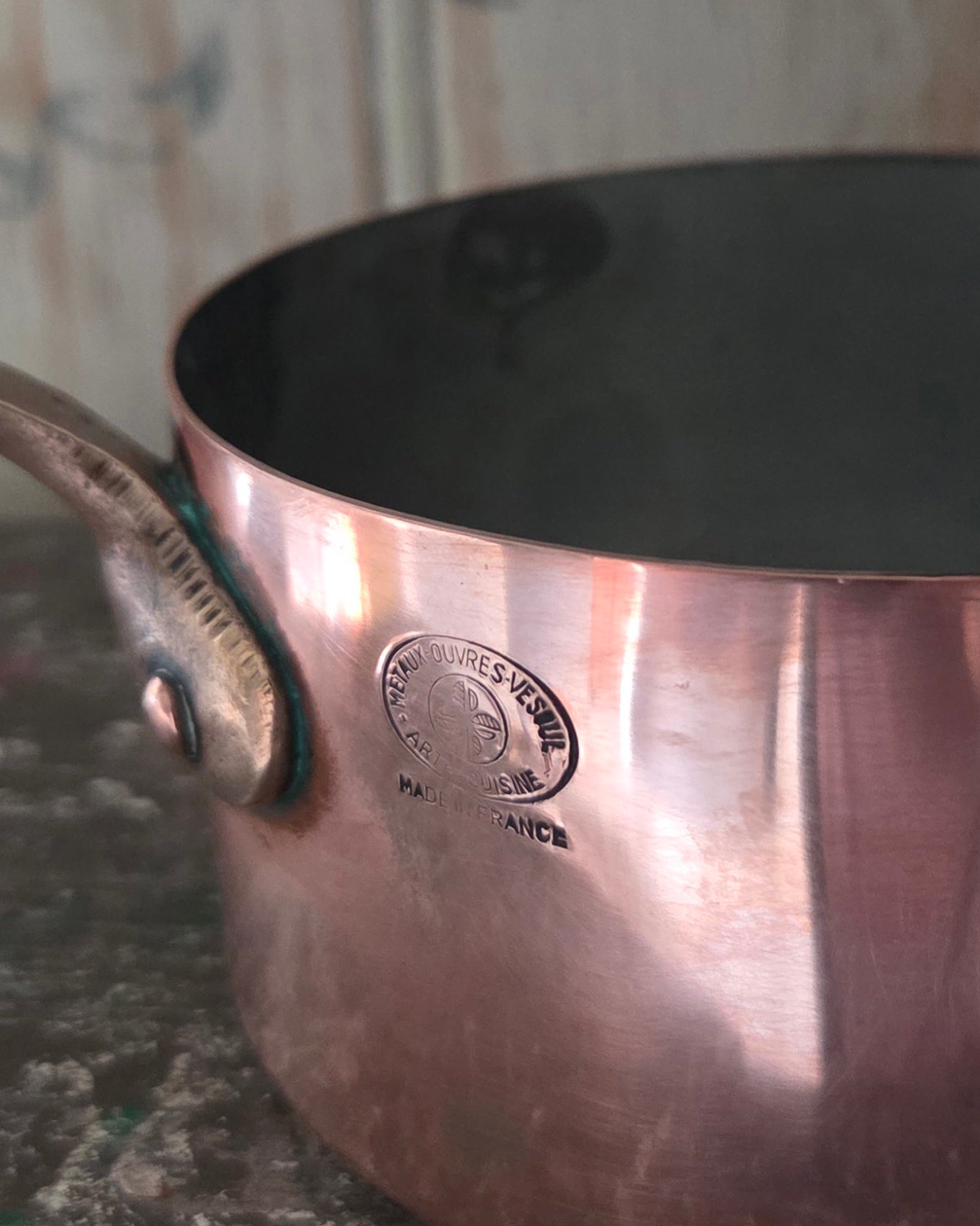 Genuine Vintage Stamped French Copper Saucepan (Small)