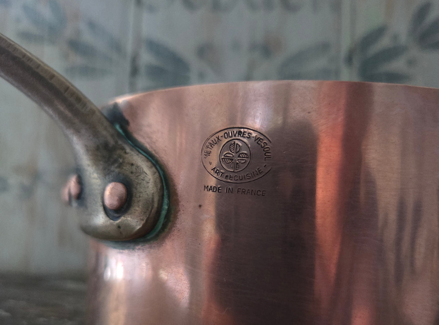 Genuine Stamped French Copper Saucepan (Large)