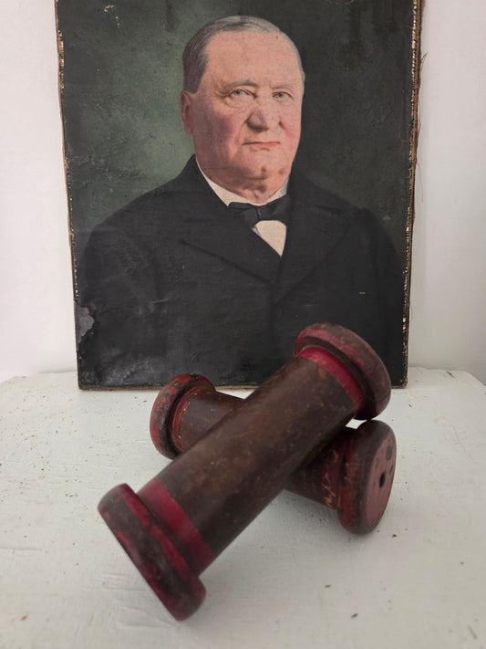 2 European Antique Wooden Spools